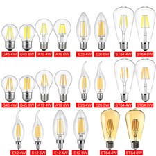 E26 110V Vintage Retro LED Edison Bulb COB Filament Dimmable 4W 6W 8W Lamp Light