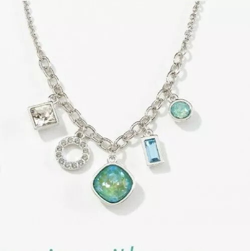 Touchstone Crystal Swarovski Mood Swing Necklace Silky Sage Green Aqua