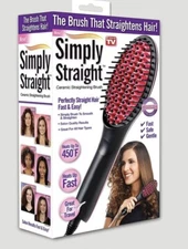 New in Box Simply Straight Ceramic Hair Straightening Brush Black/Pink