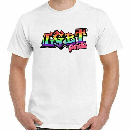 LGBT Graffiti Mens Gay T-Shirt Pride Rainbow Colours Top Tee Outfit Clothing - Picture 13 of 28