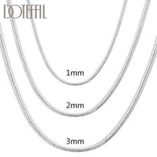 DOTEFFIL 40-75CM 925 Sterling Silver 1MM/2MM/3MM Solid Snake Chain Necklace