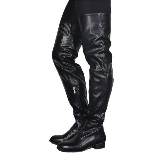 2025 Damen Overknee Stiefel Damen Overknee Motor Niedriger Absatz Flache Schuhe - Bild 8 von 14