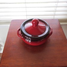 Italian Pottery Rustic Stoneware Terra Cotta Red Casserole w/Lid Made in Italy