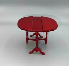 MINIATURE DOLLHOUSE 1:12 SCALE RED MAHOGANY SUTHERLAND DROP-LEAF TABLE - P3160