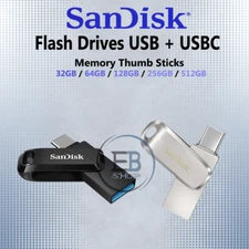 SanDisk Memory Flash Ultra Dual Drive Go Memory USB + Type C USBC Transfer Phone