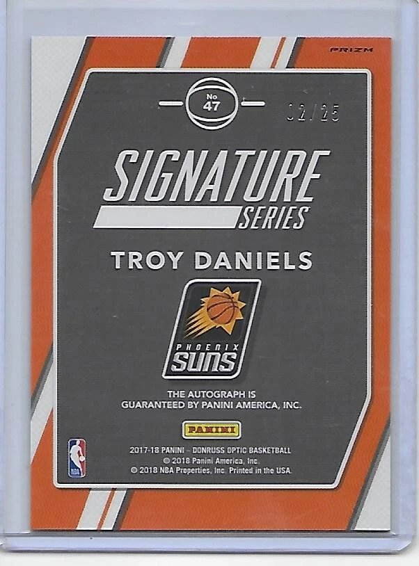 2017-18 Optic Basketball TROY DANIELS auto 2/25 blue Phoenix Suns #47 - Image 2 of 2