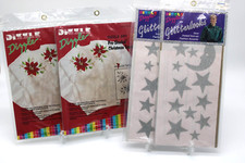 VTG Dizzle Iron-On Transfers Lot of 4 Shaded Poinsettia Glitter Stars  Moon 90s