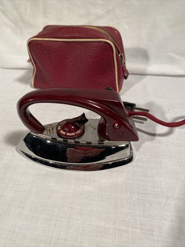 Vintage Foeller Mini Travel Iron Case International adapter Bakelite