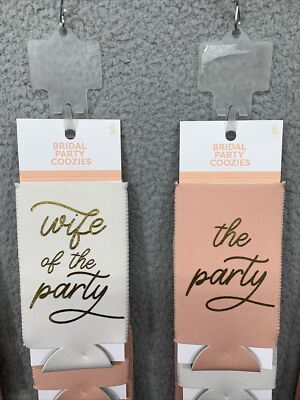 NEW Bachelorette Party Favor Coozies Set/5 White Peach w/Gold Print 6.5'' x 3.5''