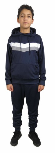 Chándal con capucha a rayas para niños deportes Joggers con capucha top cordón correr - Imagen 8 de 13