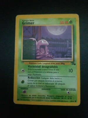 1995 grimer pokemon card 2000 Team Rocket this attack does 10 damage plus 20 more damage and the Defending Pokemon is now Paralyzed Grimer 1st Edition Fossil 48/62