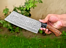 CUSTOM MADE DAMASCUS STEEL CLEAVER MEAT CHOPPER BUTCHER KNIFE -FORGED BLADE 2727