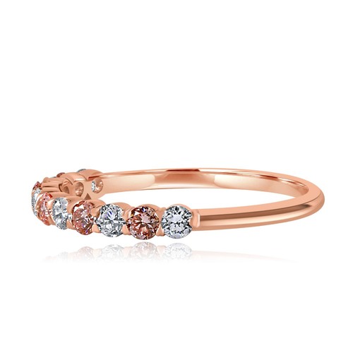 Bracelet de mariage rond diamant cultivé en laboratoire 0,75 ctw or rose 14 carats (11 pierres) - Photo 3 sur 10