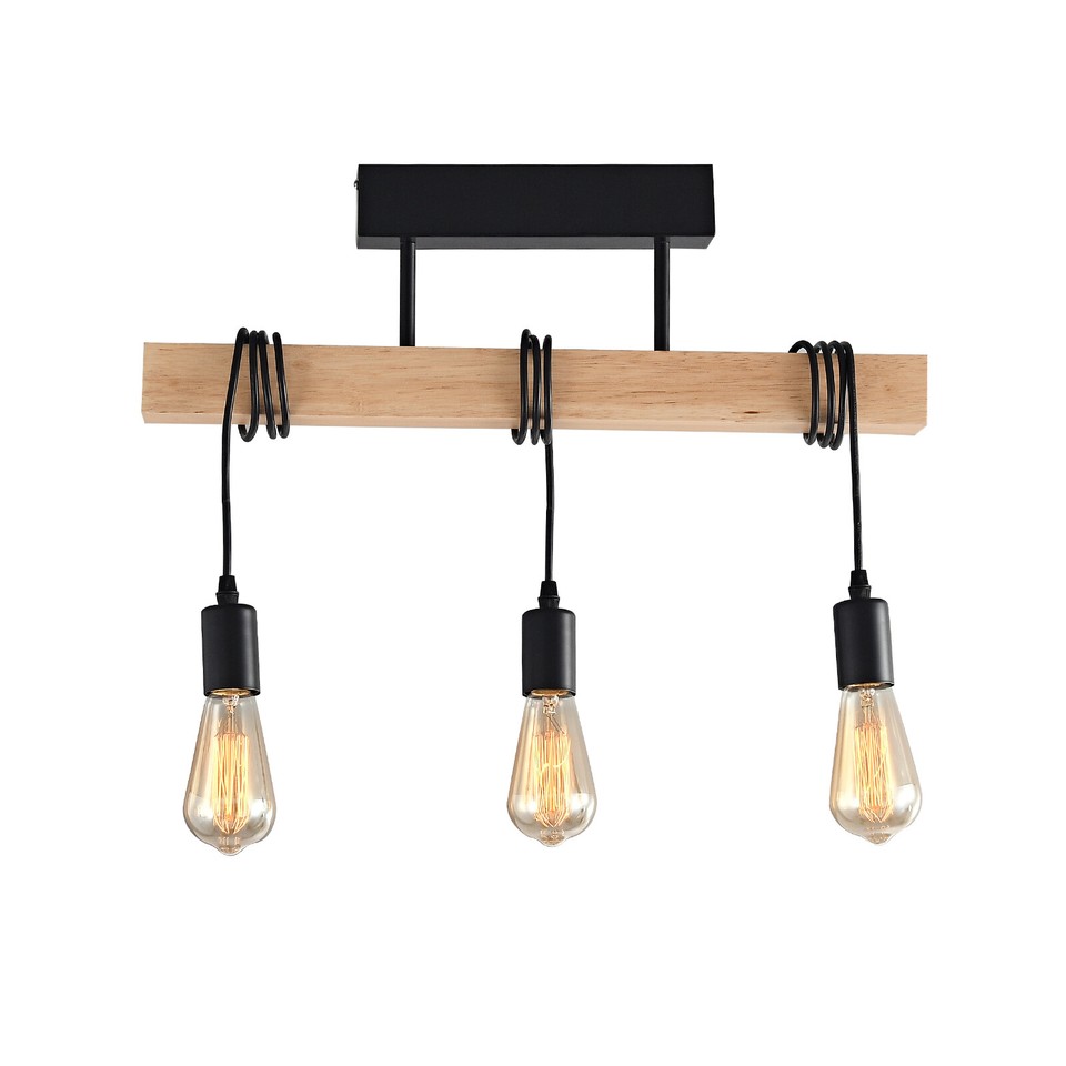 Wood Pendant Light Farmhouse Kitchen Island Hanging Lighting Fixture 3