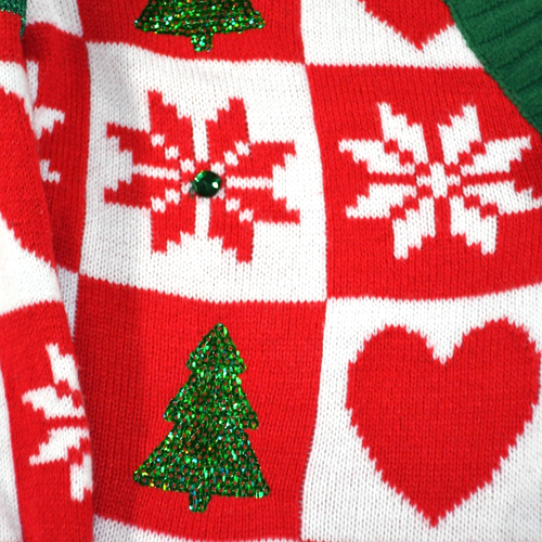 MAGLIONE BRUTTO NATALE donna med 8-10 cardigan rosso bianco verde paillettes glitter - Foto 6 di 18