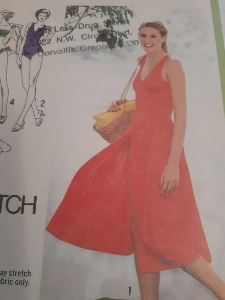 Swimsuit Bikini Wrap Skirt Simplicity Sewing Pattern 9005 Size 11 13 15 VTG UC - Image 2 of 4