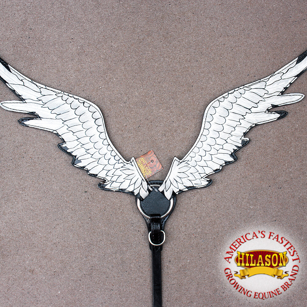 U-1-BC HILASON WESTERN AMERICAN LEATHER HORSE BREAST COLLAR ANGEL WING FEATHER D U-1-BC HILASON WESTERN AMERICAN LEATHER HORSE BREAST COLLAR ANGEL WING FEATHER D