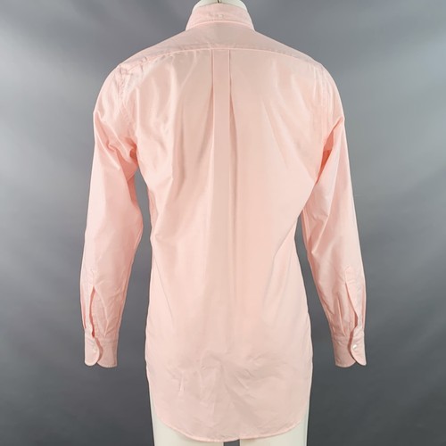 DRAKES LONDON Size M Pink Cotton Button Down Collar One Pocket Long Sleeve Shirt - Picture 3 of 7
