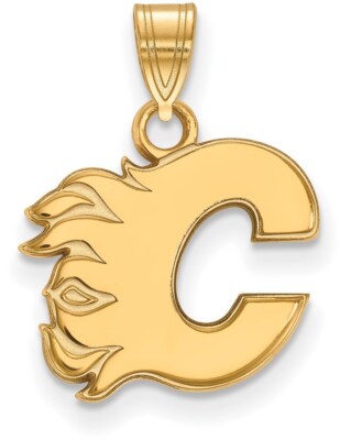 10K Gelbgold NHL Calgary Flames kleiner Anhänger von LogoArt