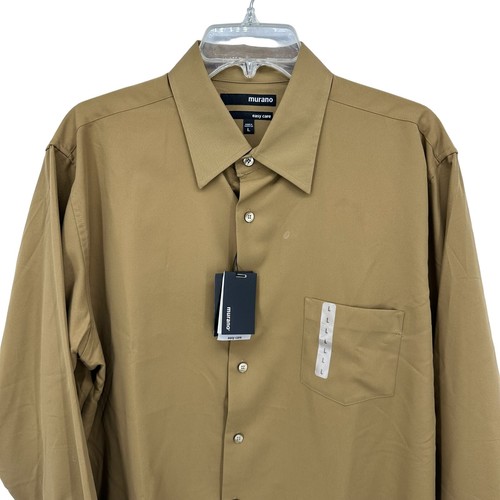 Camicia elegante Murano manica lunga uomo taglia grande facile cura marrone chiaro nuova con etichetta - Foto 2 di 20