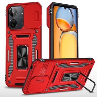 For XiaoMi Poco X6 Camera Slide Magnetic Ring Holder Case Screen Protector