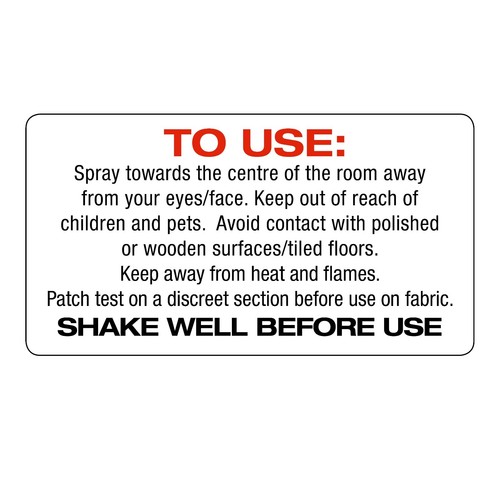 Safety Labels for Spray Air freshener WARNING Instruction NON PERSONALISED 1158 - Picture 2 of 3