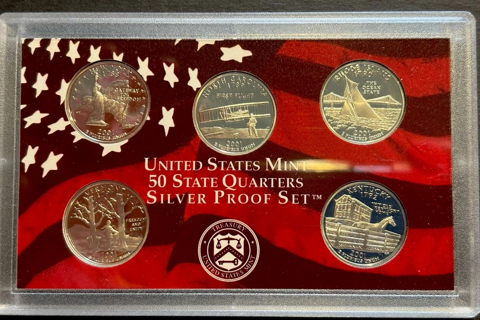 2001-S United States Mint Silver Proof 10 Coin Set w/ COA & Original Box - Image 4 of 4