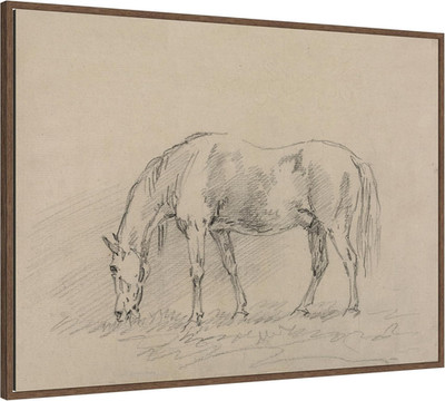 Horse Grazing Framed Canvas Art by Sawrey Gilpin, 38x28, Sylvie Walnut Frame