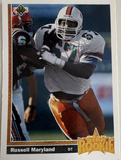 Upper Deck 1991 Russell Maryland #5 Dallas Cowboys Star Rookie Football Card. rookie card picture