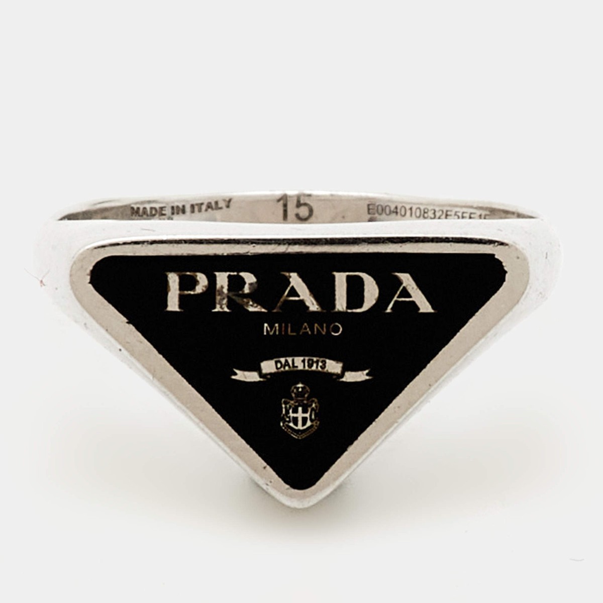 PRADA シルバー ロゴリング Prada Symbole Enamel Sterling Silver Ring Size 55 | eBay