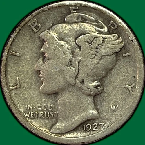 1927-S Mercury Dime Fine F Coin #36920
