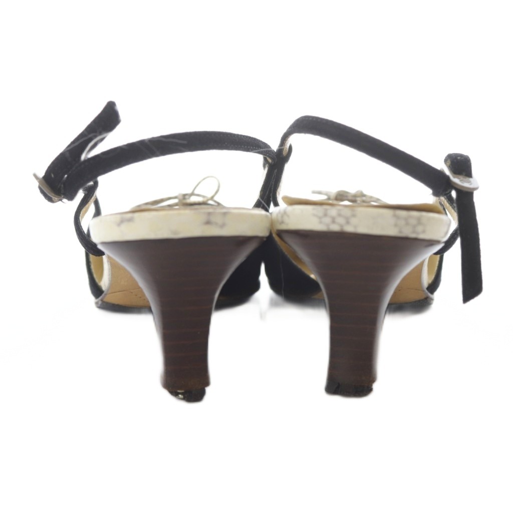CHANEL Python Sandals Strap Suede 36.5 Black Beig… - image 7