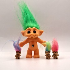 Troll Doll Green Jewel Belly Bonus Mini Trolls Fun 3-Piece Set 4 7 w/Hair