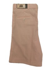 NWT Berle Shorts Mens Size 33 Regular Pink Seersucker Pleated Cotton MSRP 55