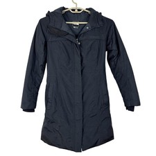 The North Face Black Down Parka Coat Small Hooded Hyvent missing fur trim