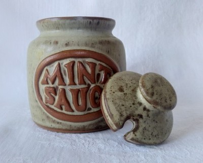 Vintage Tremar Studio Mint Sauce Jar Lid Pottery Stoneware Cornwall UK 1970