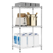 M MZG 3 Tiers Shelf Metal Storage Shelves Wire Rack Closet Organizers with Wheel