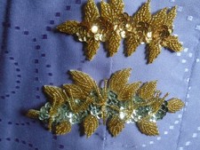 2 GOLD BEAD SEQUIN SEW ON EMBELLISHMENTS APPLIQUE