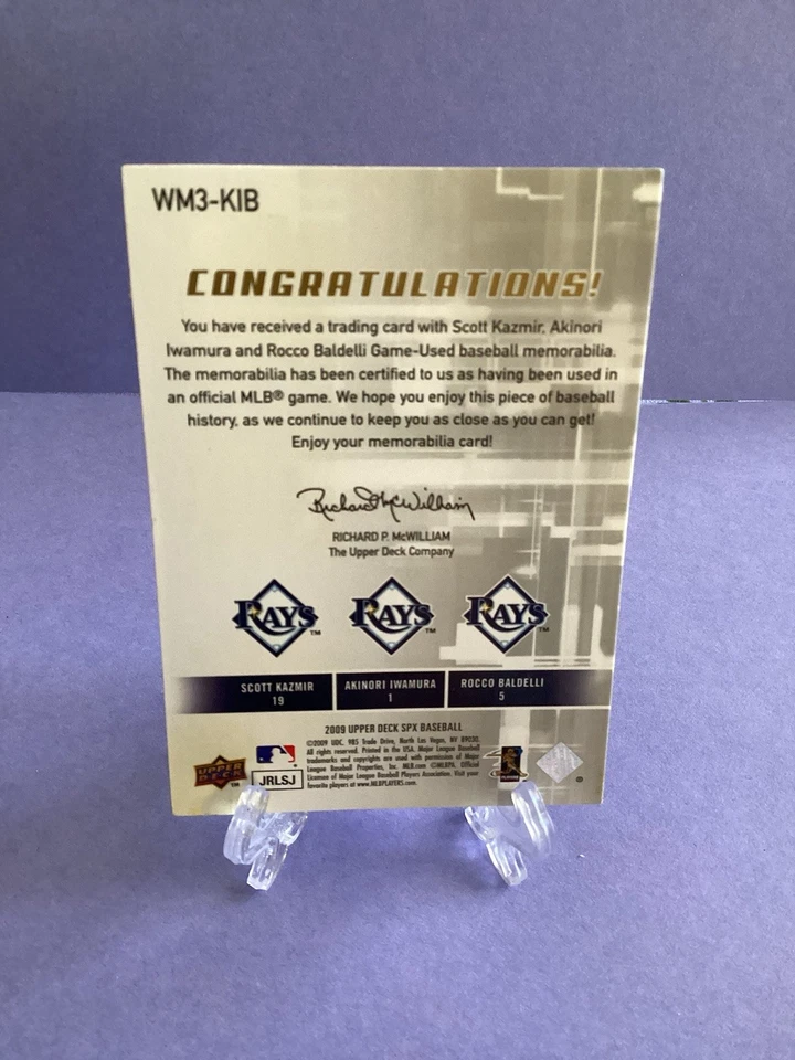 Camiseta triple SPx 2009 Scott Kazmir/Akinori Iwamura/Rocco Baldelli TB Rays Foto 2 de 2