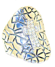 Zirconi Anello Croce Oro Bianco Religioso Antichizzato Grande Qualità 5 6 7 New