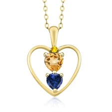 18K Yellow Gold Plated Silver Citrine Created Sapphire and Yellow Sapphire