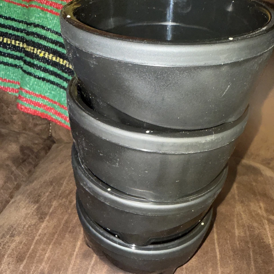 Juego de 4 cuencos apilables aislados Aladdin Temp-Rite para sopa y cereales, negros Foto 3 de 4