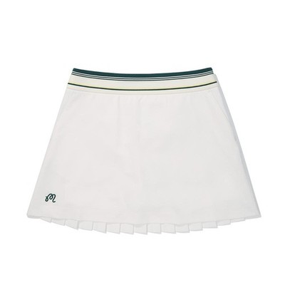 Malbon Golf プリーツスカート ホワイト Genuine Malbon Golf Womens Back Pleated A-Line Skirt OFF WHITE