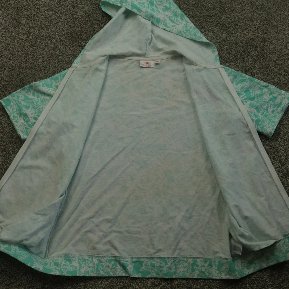 Chaqueta Quacker Factory para mujer M Aqua Sea estrás manga corta cremallera sudadera con capucha Foto 3 de 4