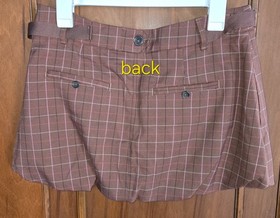 Free People Saturn Bubble Mini Skirt Brown Plaid Pattern Size 8