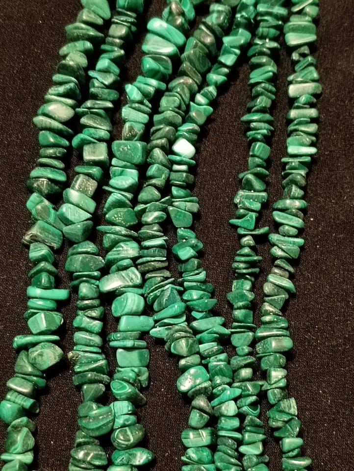 Colección Jay King "Hallazgos Minos" Vintage 7 Hilos Genuino Malaquita Collar!! Foto 2 de 4