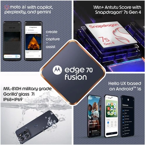 MOTOROLA Edge 70 Fusion (SILHOUETTE, 12+256GB) Snapdragon® 7s Gen 4 SmartPhone. - Picture 4 of 9