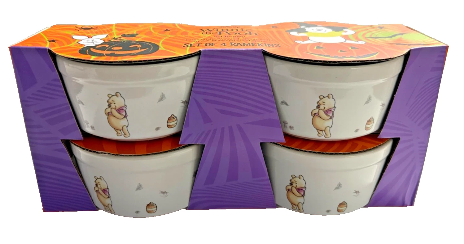 4- Winnie the Pooh, Eeyore Fall Autumn Baking Ramekins Tidbit Bowls NEW!