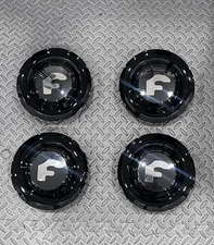4 pcs Set BLACK CHROME Forgiato Floating Center Caps XL Hubcap Rim 7.2”