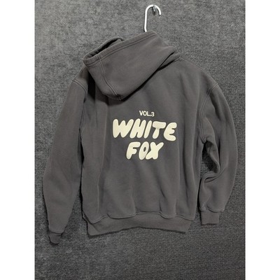White Fox Boutique Vol 3 Hoodie Charcoal Grey Puff Print Pullover S/M